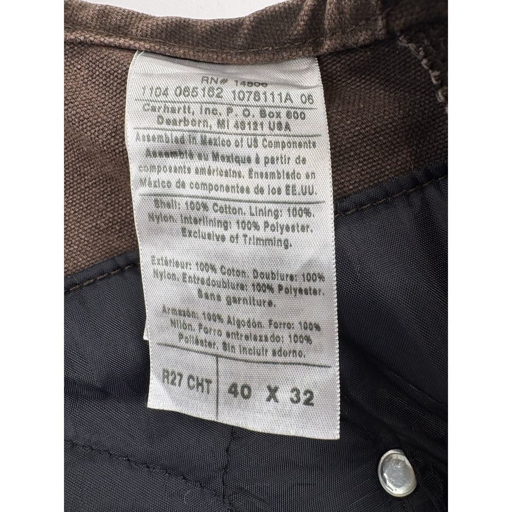 Carhartt R27 CHT Choc Brown Insulated Double Knee Leg Zip Bibs. Men's 40x32 - Picture 6 of 16